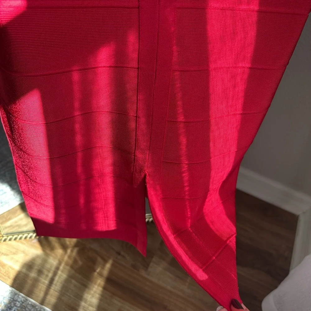 Herve Leger Bold Red Mini Dress - Picture 6 of 7